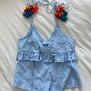 SHEIN Tank Top with Tie Pom Pom Straps - Size M